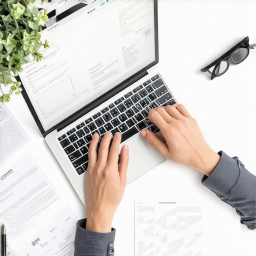 Herramientas digitales para mantener en marcha tu proceso migratorio Persona gestionando documentos y aplicaciones digitales en su oficina para proceso de inmigración