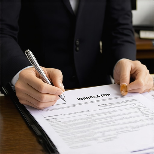 Immigration lawyer consulting with client about exit permissions