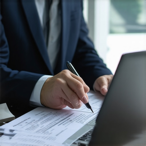 A lawyer using digital tools and software for immigration case management.