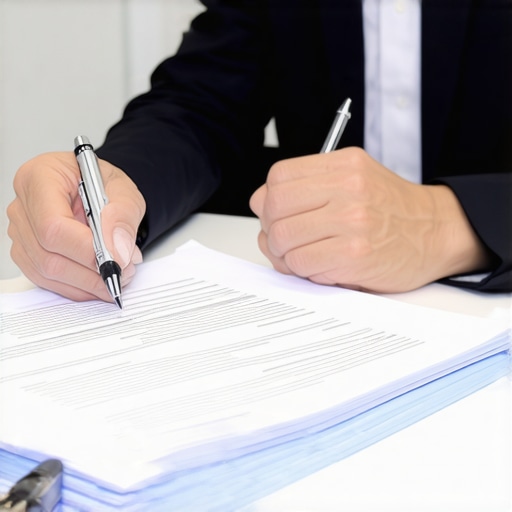 Legal documents and a lawyer discussing immigration case