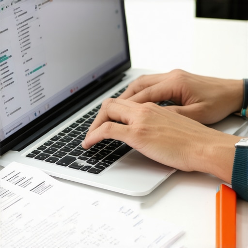 Woman managing immigration cases with software tools
