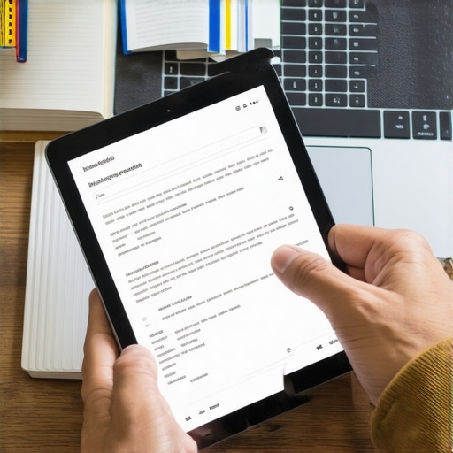 Persona gestionando sus documentos migratorios en una tablet y laptop