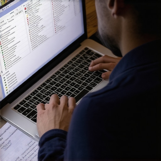 Organizing Immigration Documents Digitally Person managing digital files of immigration paperwork on a laptop.