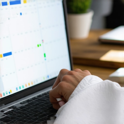 Person managing digital documents and reminders on a laptop for immigration process