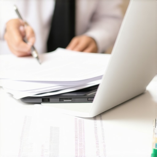 Person organizing immigration paperwork on a desk