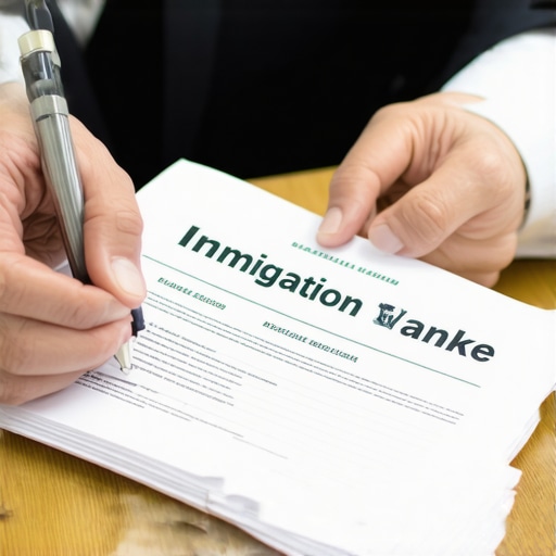 Professional Immigration Consultation Lawyer and client discussing immigration paperwork