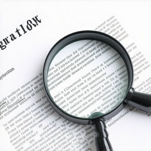 Análisis detallado de documentos legales migratorios Un abogado revisando minuciosamente una solicitud de USCIS con una lupa para evitar errores.