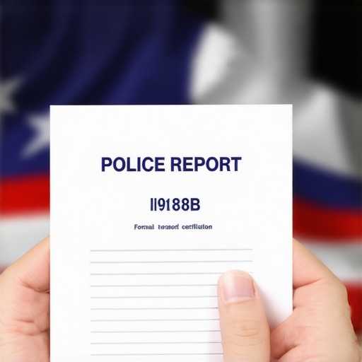 Persona sosteniendo reporte policial y formulario I-918B para trámite de Visa U