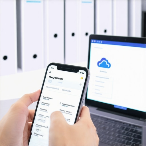 Persona escaneando documentos legales con un teléfono móvil para su expediente migratorio