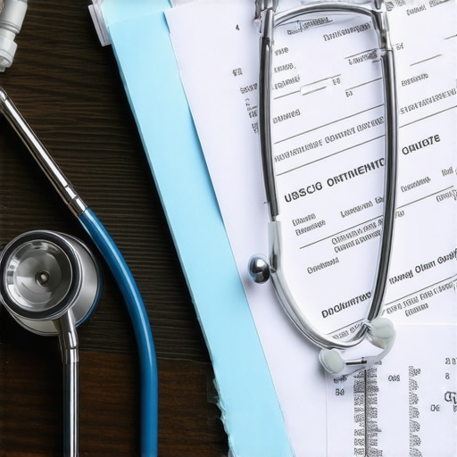 Formulario N-648 y documentos médicos sobre un escritorio de madera