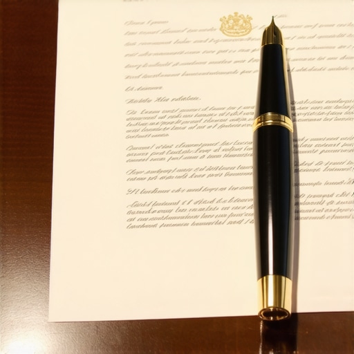 El contrato legal vinculante I-864 Documento oficial de patrocinio económico de inmigración con sello dorado y pluma.