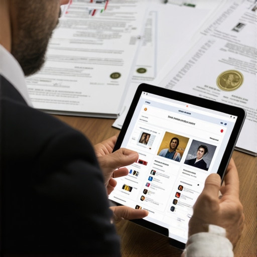 Abogado analizando redes sociales y documentos de visa para demostrar la importancia de la huella digital en inmigración