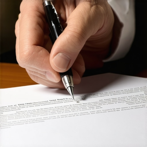 Mano firmando un formulario legal que representa las consecuencias de declarar datos falsos en inmigración.