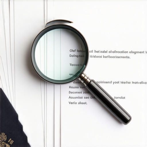 Documentos migratorios bajo una lupa en una oficina de abogados