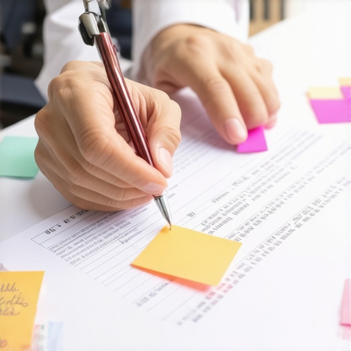 Hands of a lawyer checking an immigration file with colored labels