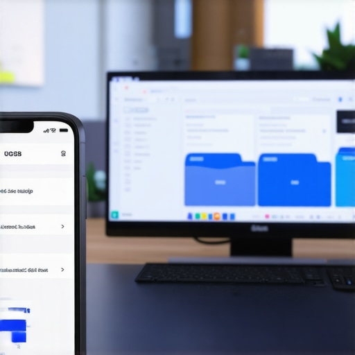 Herramientas digitales para el monitoreo de casos de inmigración Smartphone y laptop mostrando aplicaciones de seguimiento de estatus migratorio en un entorno profesional