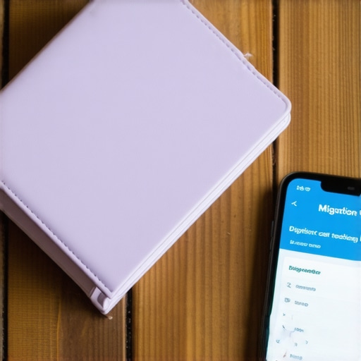 Smartphone con app de USCIS y expediente médico organizado sobre una mesa