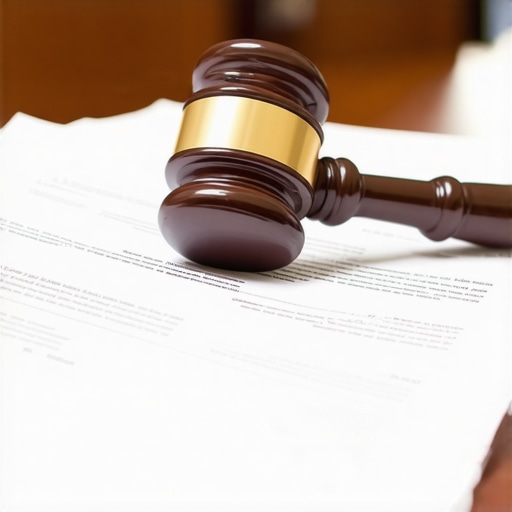 Gavel de madera sobre formularios de inmigración representando la discreción judicial