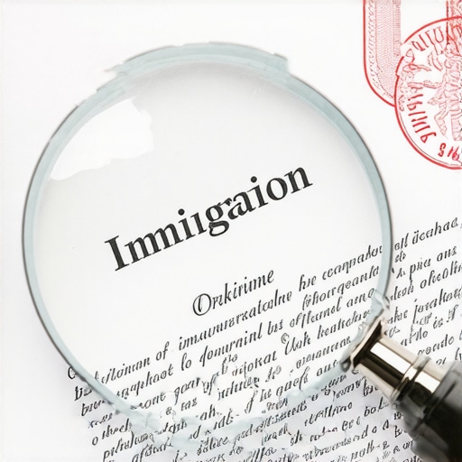 Lupa revisando detalles legales en un formulario de USCIS para evitar errores administrativos.