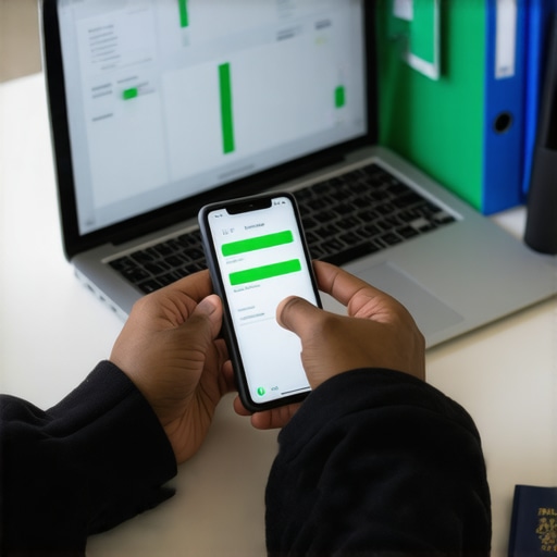 Close-up of a person using a mobile app to track USCIS case status updates on a smartphone.