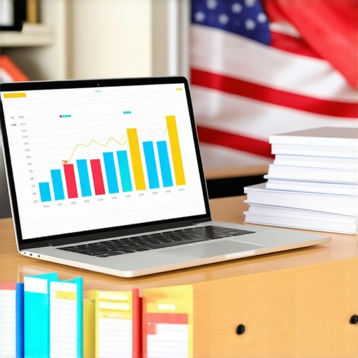 Escritorio profesional con herramientas contables y documentos de inmigración