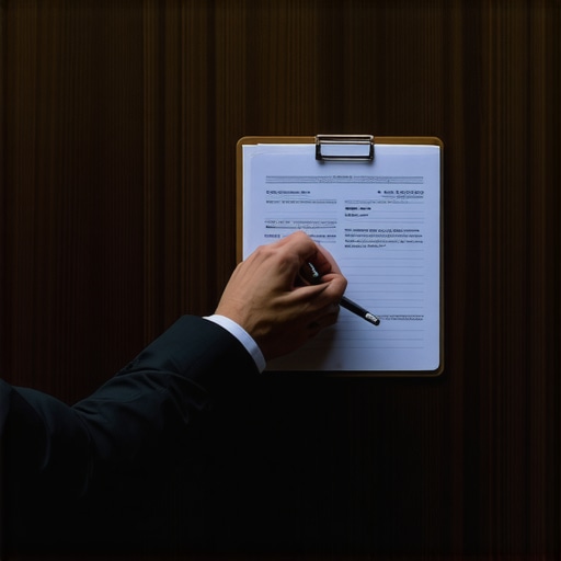 Oficial de inmigración tomando notas en entrevista Oficial de inmigración evaluando un caso durante una entrevista legal