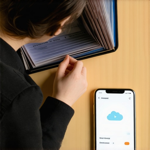 Carpeta organizada y teléfono con documentos digitales de inmigración