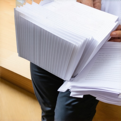 Carpeta con documentos de impuestos y pruebas financieras para patrocinio migratorio