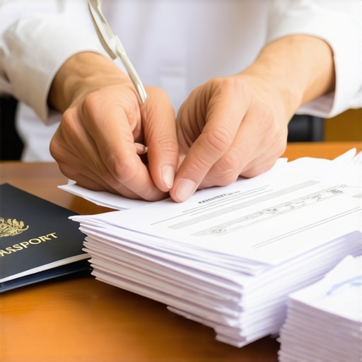 Organización de documentos legales migratorios Carpeta con documentos oficiales para un caso de inmigración