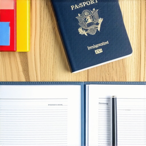 Carpeta de documentos legales organizada para procesos de inmigración