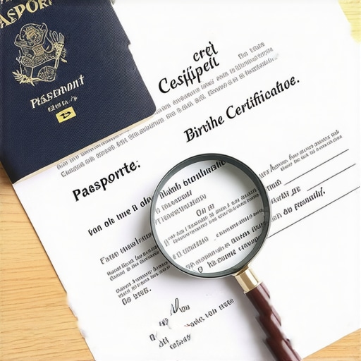 Carpeta con documentos legales y pasaporte para trámite de inmigración