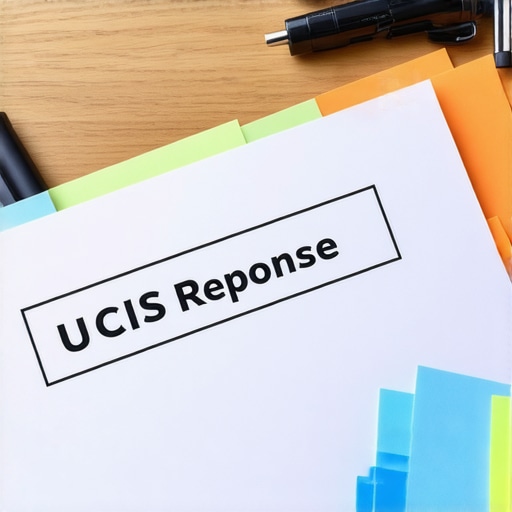 Organización de documentos para USCIS Carpeta organizada con etiquetas para responder a una solicitud de evidencia adicional de inmigración