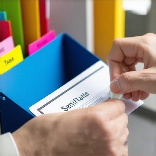 Carpeta organizada con etiquetas de colores para trámites de inmigración