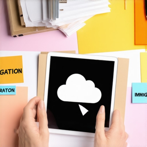 Carpeta de documentos migratorios organizada con respaldo digital