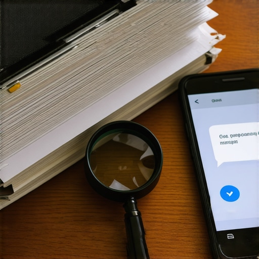 Carpeta de documentos legales con teléfono móvil y lupa sobre un escritorio