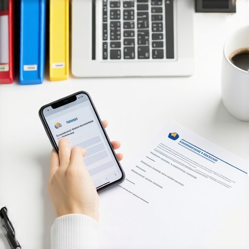 Persona escaneando documentos legales de inmigración con un teléfono inteligente