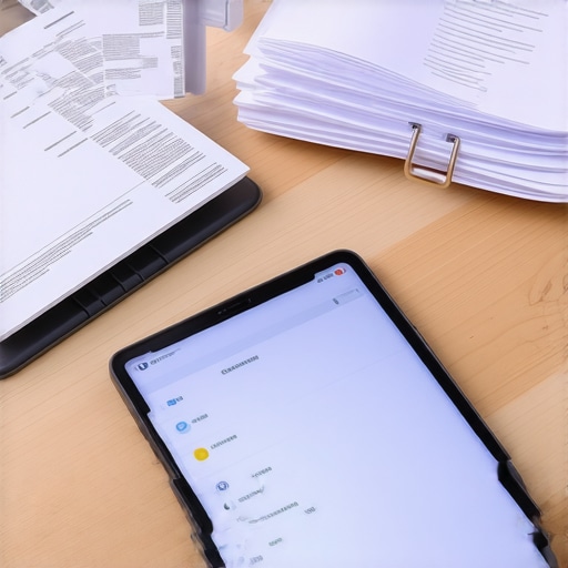 Organización digital de documentos de inmigración Documentos de inmigración organizados junto a una tableta digital sobre un escritorio
