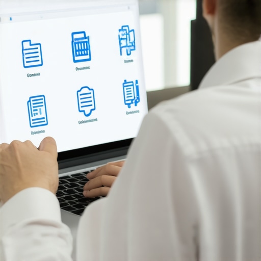 Persona organizando expedientes legales digitales en una computadora
