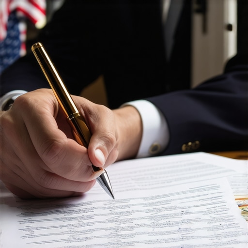 Persona analizando un documento legal antes de firmar en una oficina de inmigración