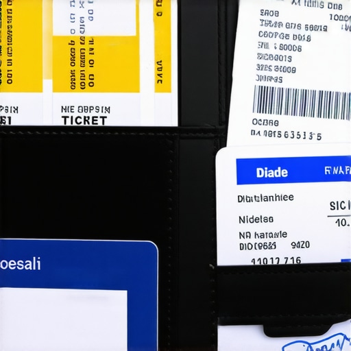 Carpeta con boletos de avión y recibos de viaje como evidencia para USCIS
