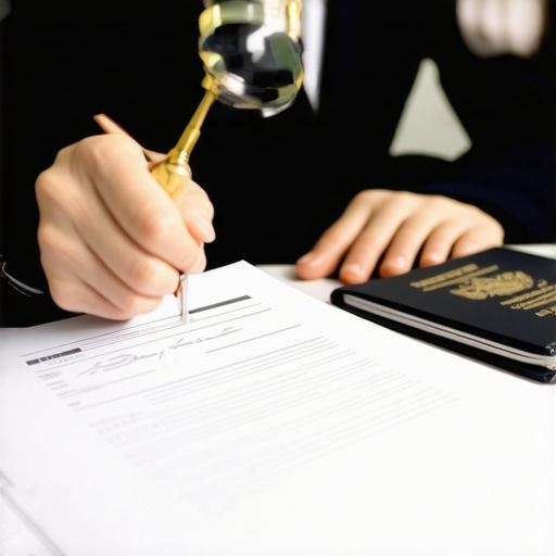 Persona revisando meticulosamente sus antecedentes penales y documentos de inmigración para evitar errores en su trámite de residencia.