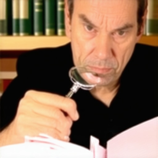 Hombre revisando su récord migratorio con una lupa para preparar su defensa legal