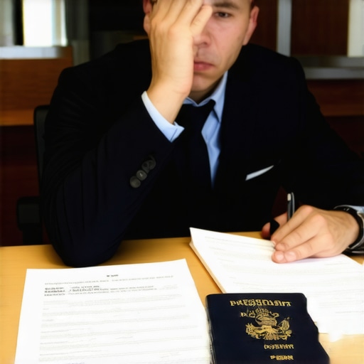 Solicitud de Boarding Foil en el consulado Un residente permanente solicitando documentos de viaje en una embajada de Estados Unidos tras perder su Green Card.
