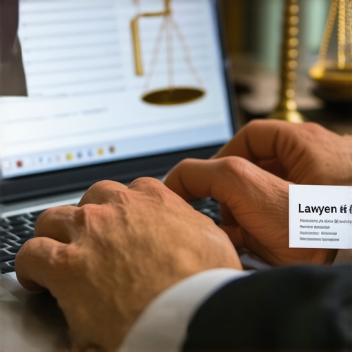 Persona verificando la licencia de un abogado en el sitio web de la barra estatal.